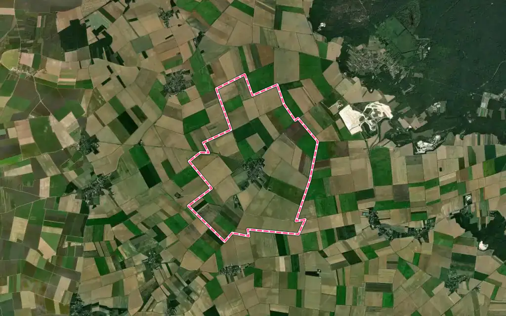 Vue satellite de Guercheville avec ses contours administratifs