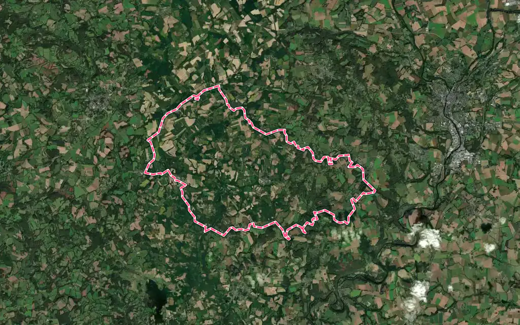 Vue satellite de Guern avec ses contours administratifs