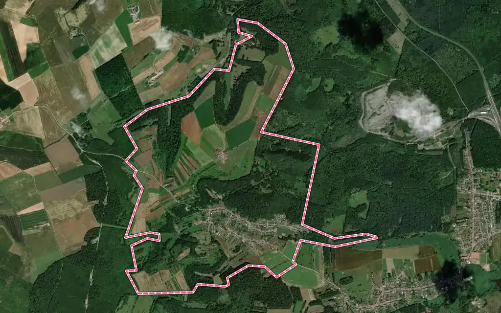 Vue satellite de Guerting avec ses contours administratifs