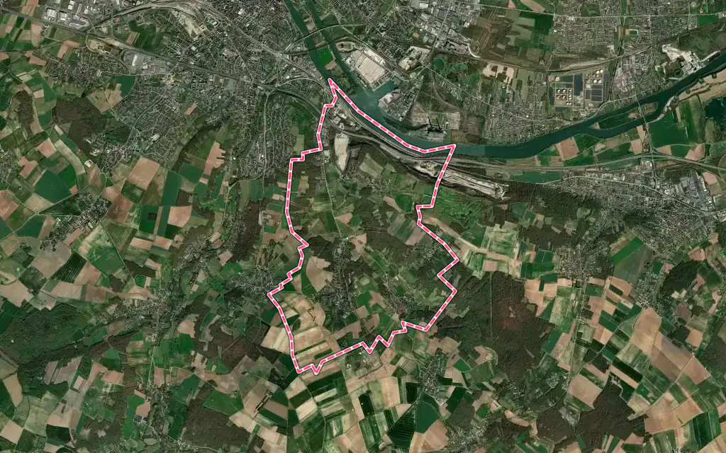 Vue satellite de Guerville avec ses contours administratifs
