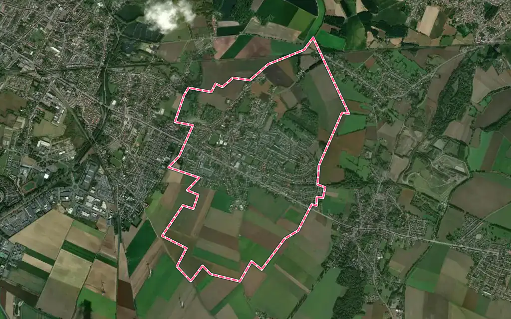 Vue satellite de Guesnain avec ses contours administratifs