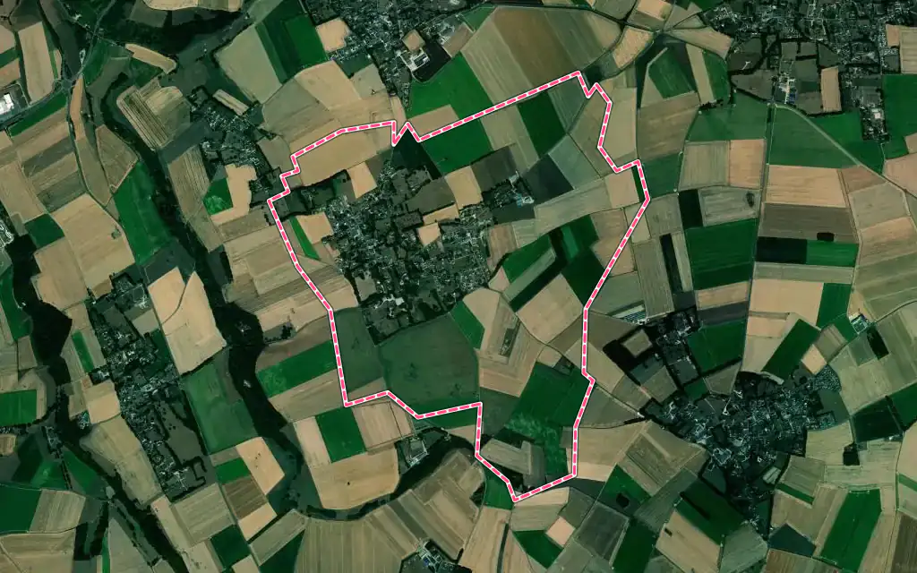 Vue satellite de Gueutteville-les-Grès avec ses contours administratifs