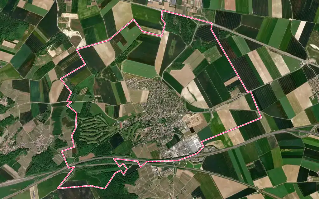 Vue satellite de Gueux avec ses contours administratifs