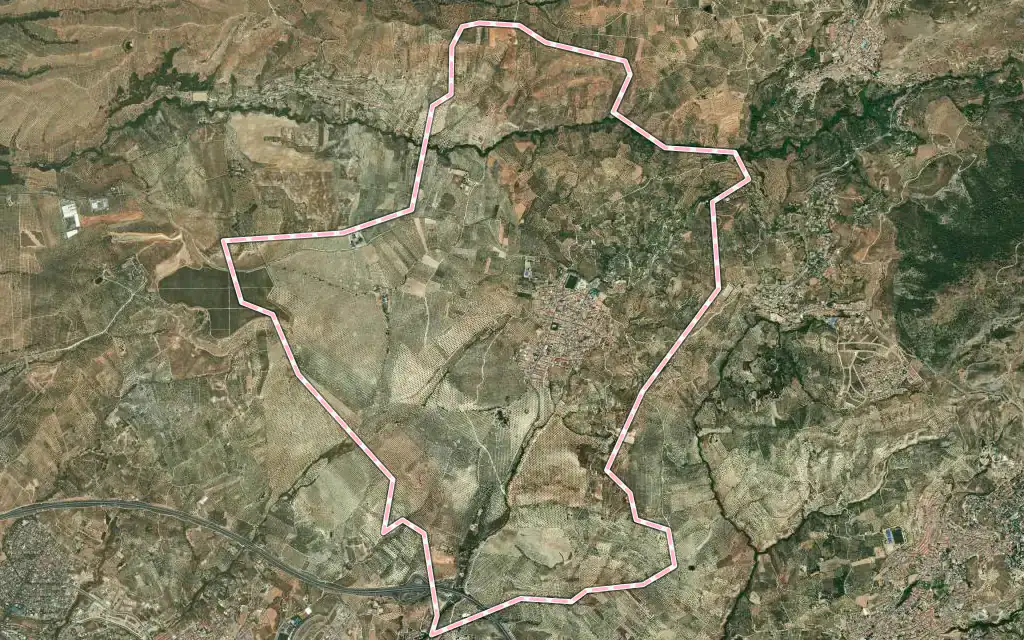 Vista satélite de Güevéjar con su contorno administrativo