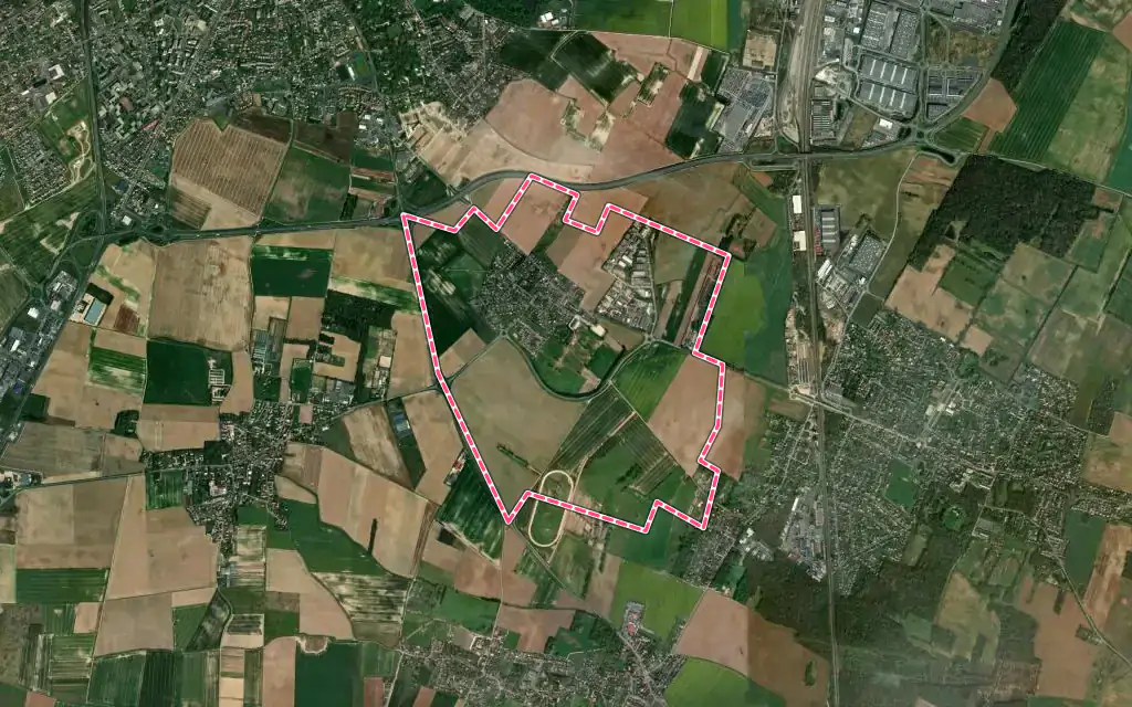 Vue satellite de Guibeville avec ses contours administratifs