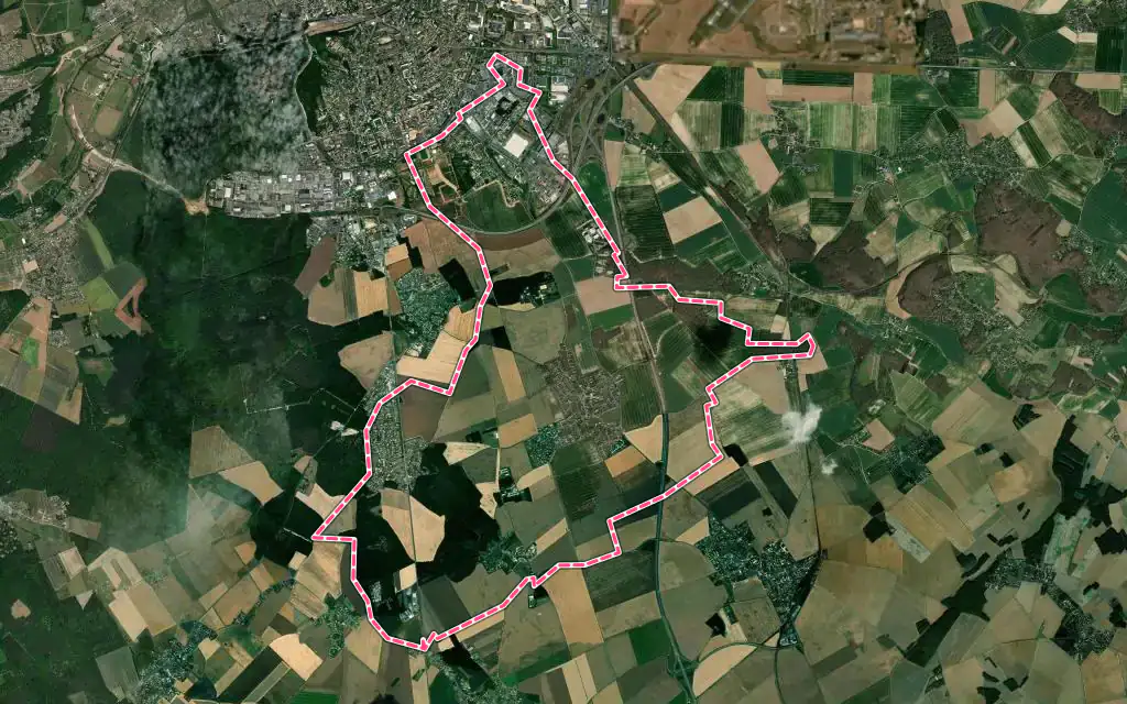 Vue satellite de Guichainville avec ses contours administratifs
