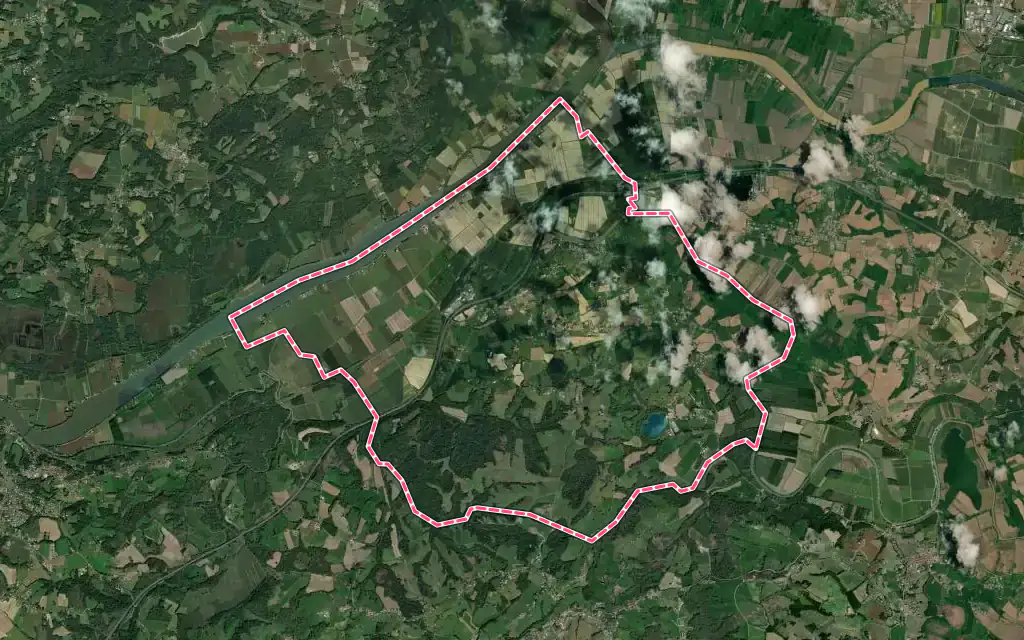 Vue satellite de Guiche avec ses contours administratifs