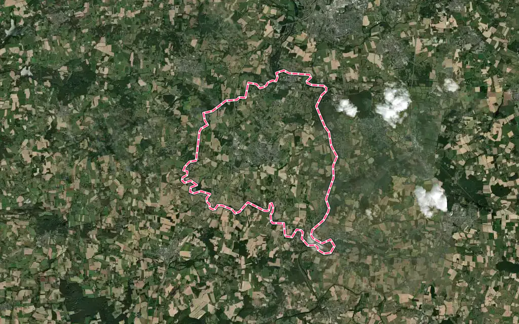 Vue satellite de Guichen avec ses contours administratifs