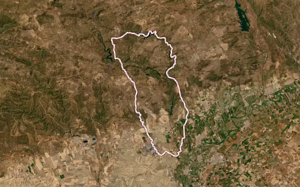 Vista satélite de Guillena con su contorno administrativo