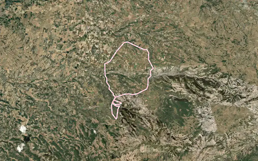 Vista satélite de Guimerà con su contorno administrativo