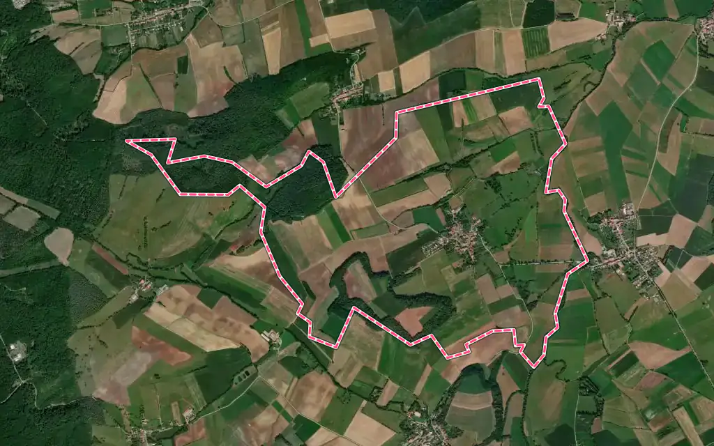 Vue satellite de Guinkirchen avec ses contours administratifs