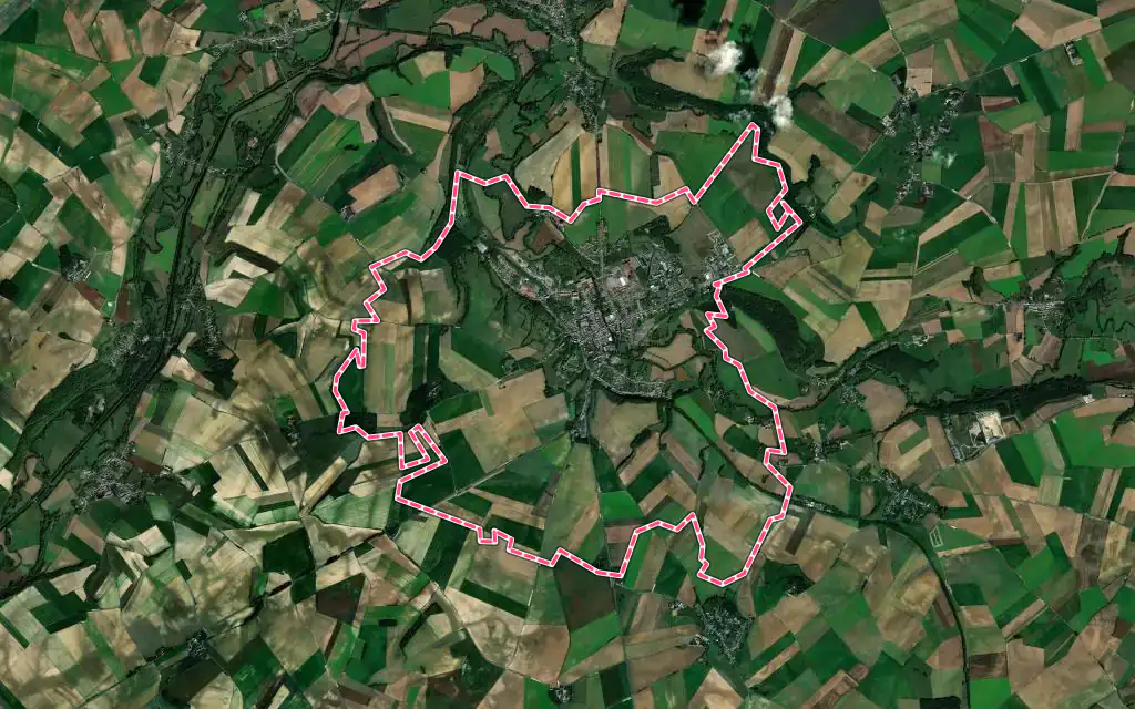 Vue satellite de Guise avec ses contours administratifs