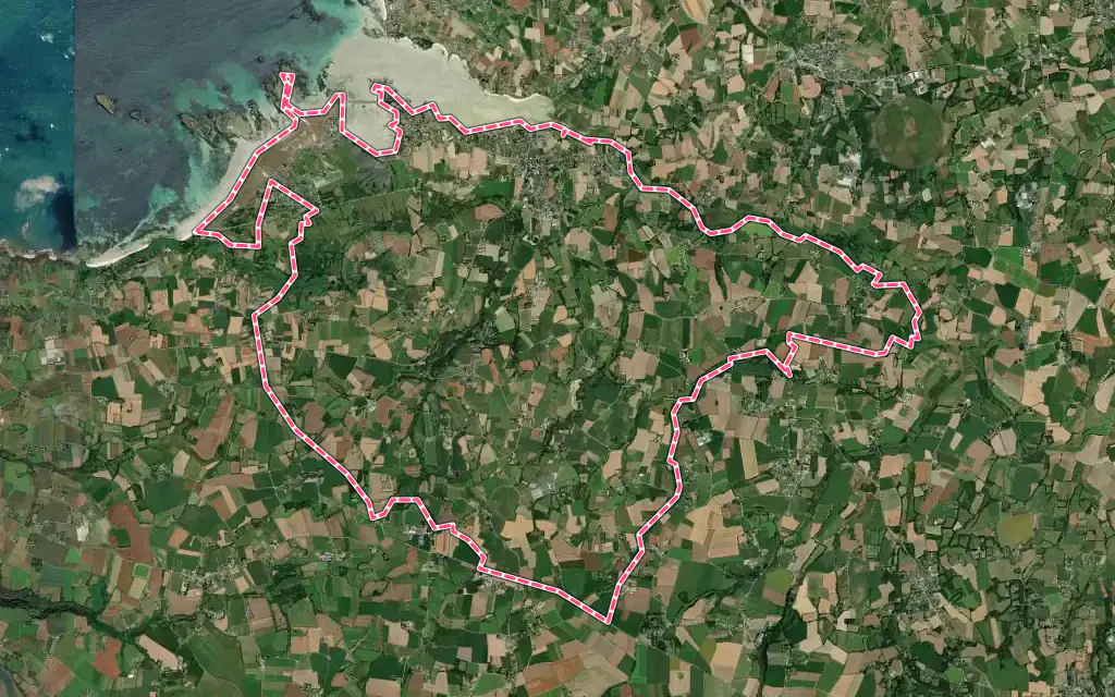 Vue satellite de Guissény avec ses contours administratifs