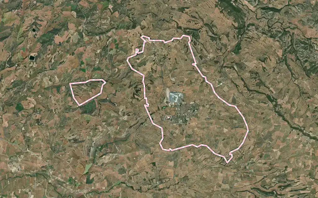 Vista satélite de Guissona con su contorno administrativo