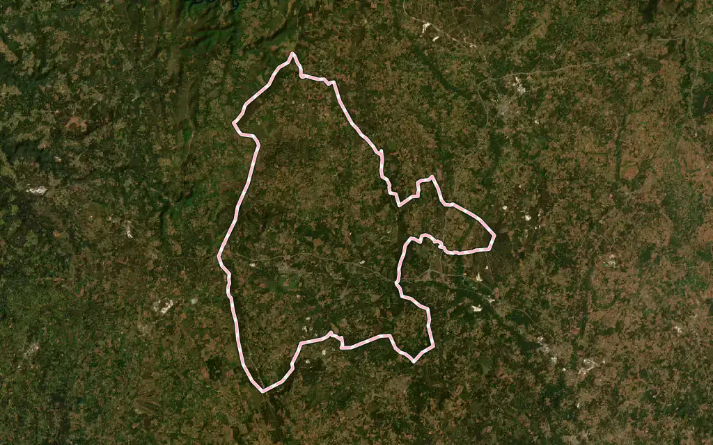 Vista satélite de Guitiriz con su contorno administrativo