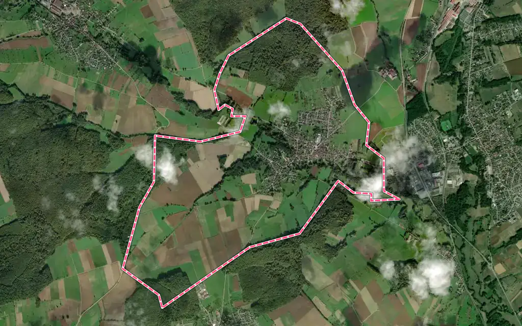 Vue satellite de Gumbrechtshoffen avec ses contours administratifs