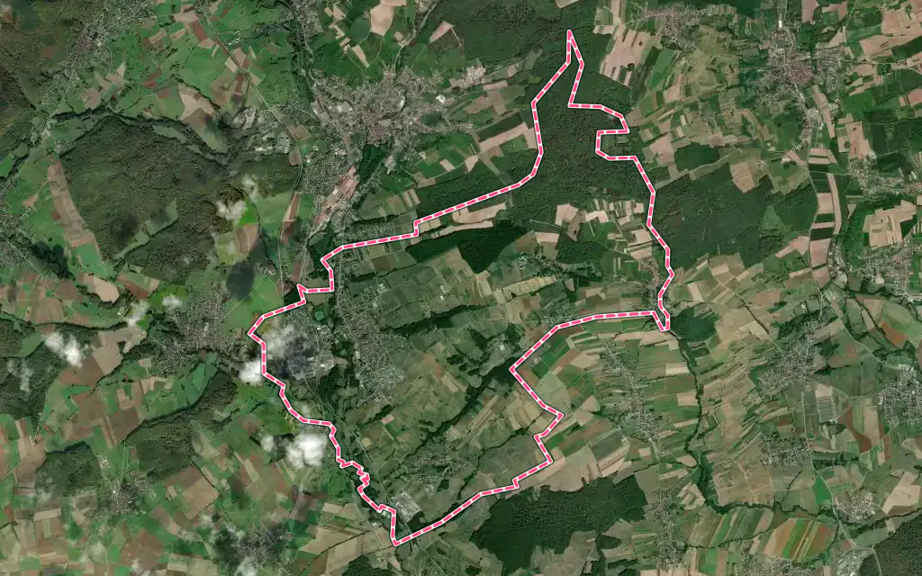 Vue satellite de Gundershoffen avec ses contours administratifs