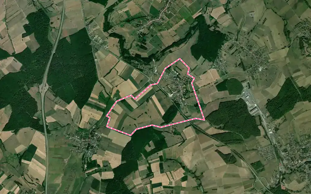 Vue satellite de Gungwiller avec ses contours administratifs