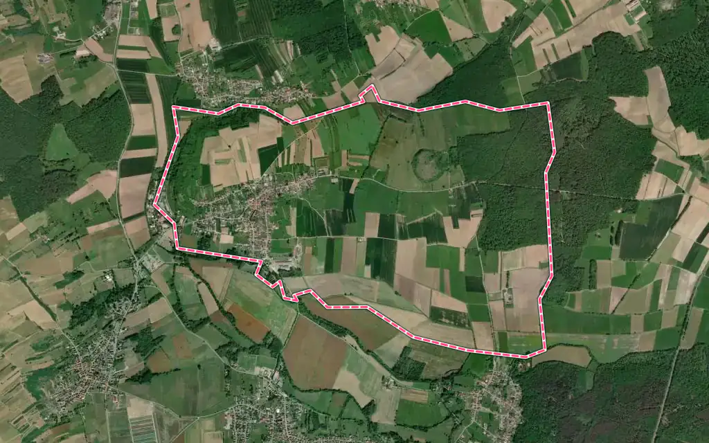 Vue satellite de Gunstett avec ses contours administratifs