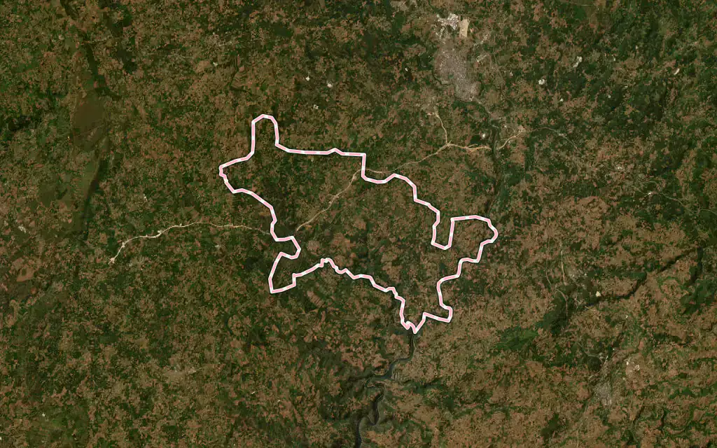 Vista satélite de Guntín con su contorno administrativo