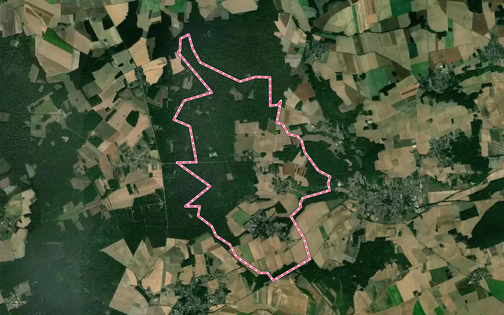 Vue satellite de Gurcy-le-Châtel avec ses contours administratifs