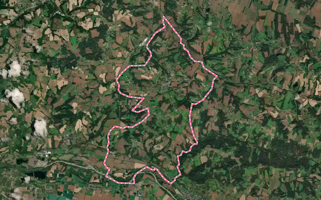 Vue satellite de Habas avec ses contours administratifs