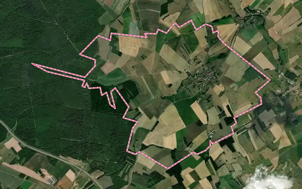 Vue satellite de Hablainville avec ses contours administratifs