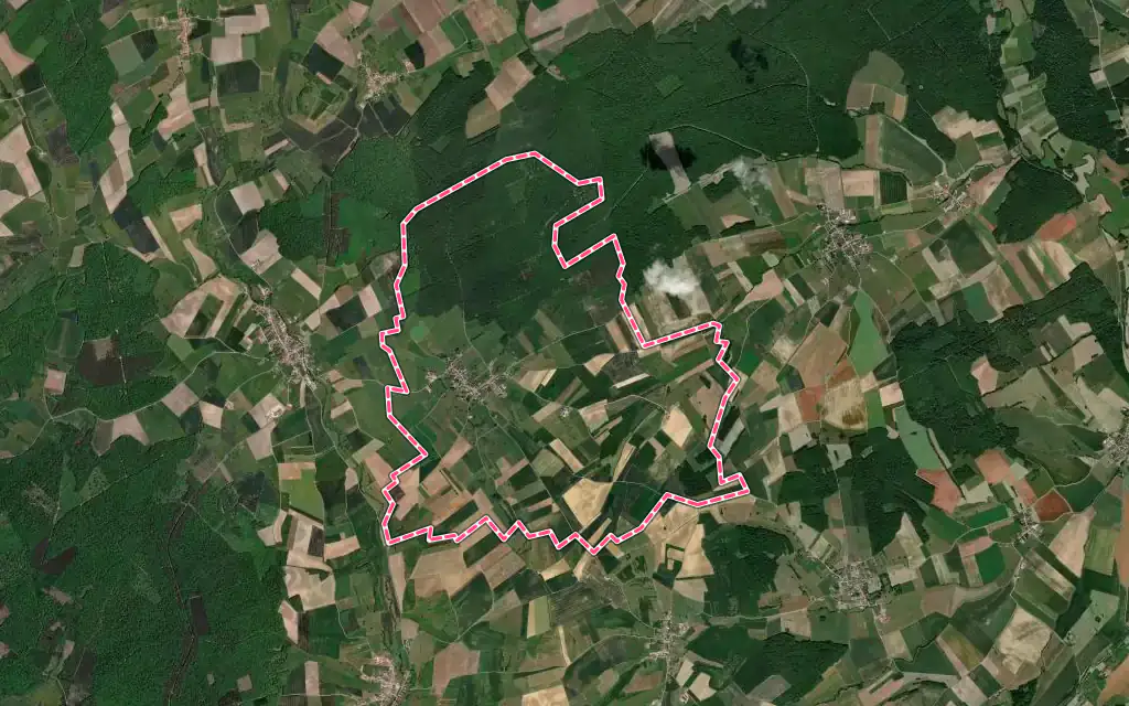 Vue satellite de Haillainville avec ses contours administratifs