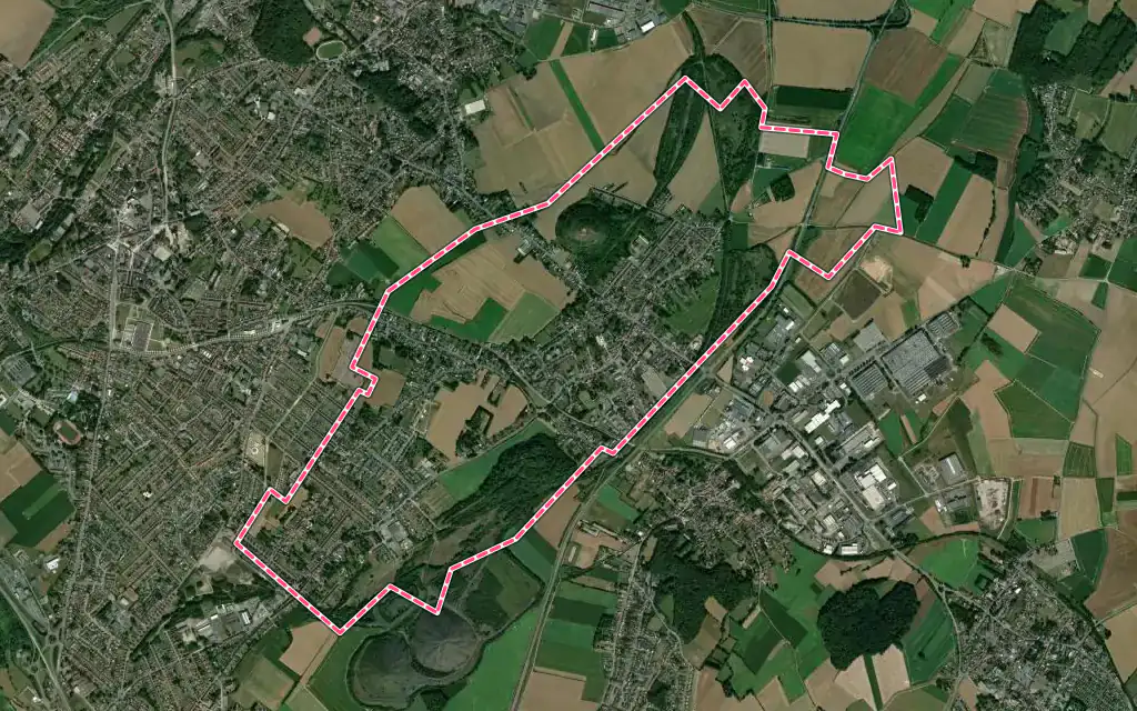 Vue satellite de Haillicourt avec ses contours administratifs