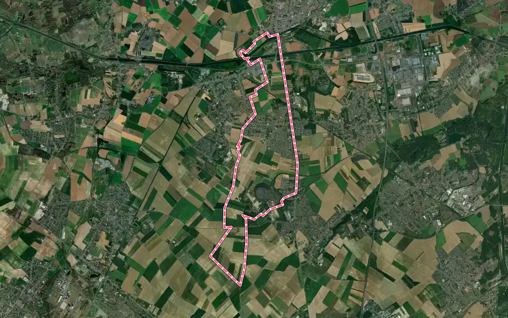 Vue satellite de Haisnes avec ses contours administratifs