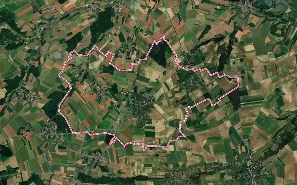 Vue satellite de Hallencourt avec ses contours administratifs