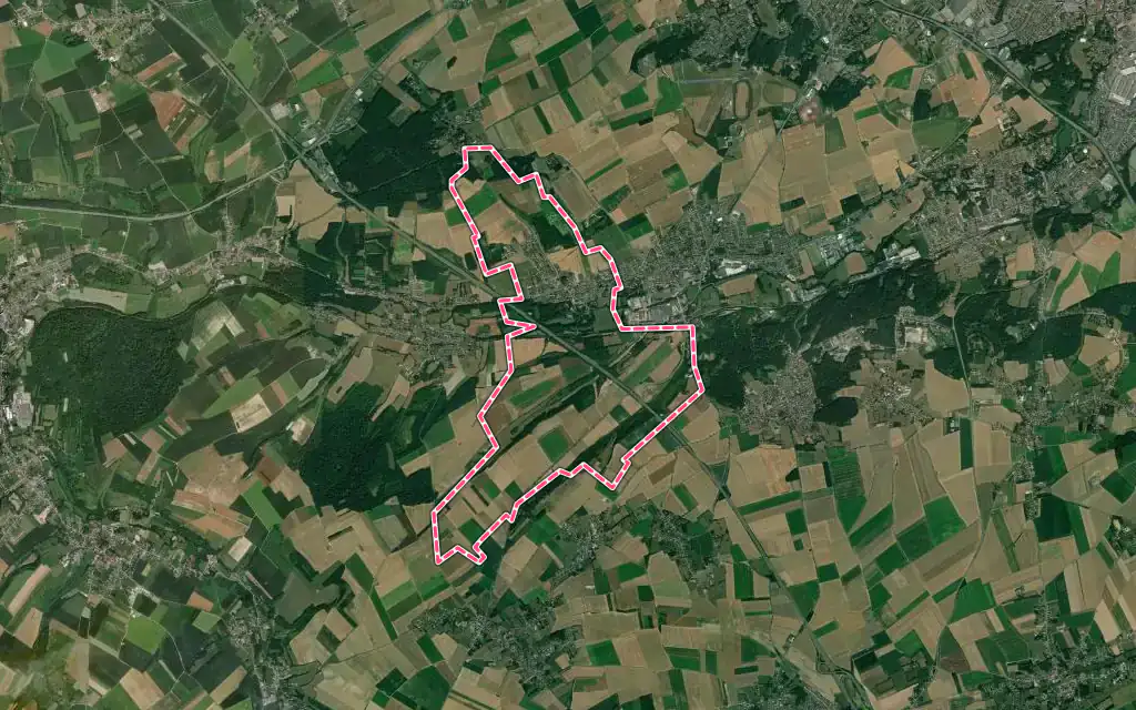 Vue satellite de Hallines avec ses contours administratifs