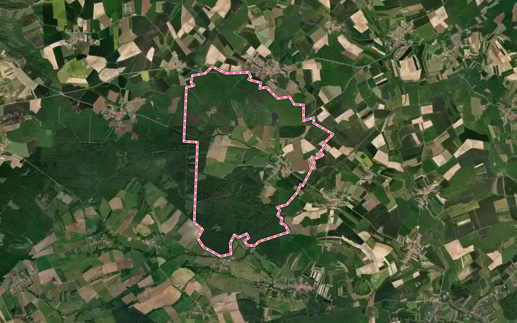 Vue satellite de Halstroff avec ses contours administratifs