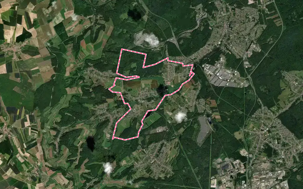 Vue satellite de Ham-sous-Varsberg avec ses contours administratifs