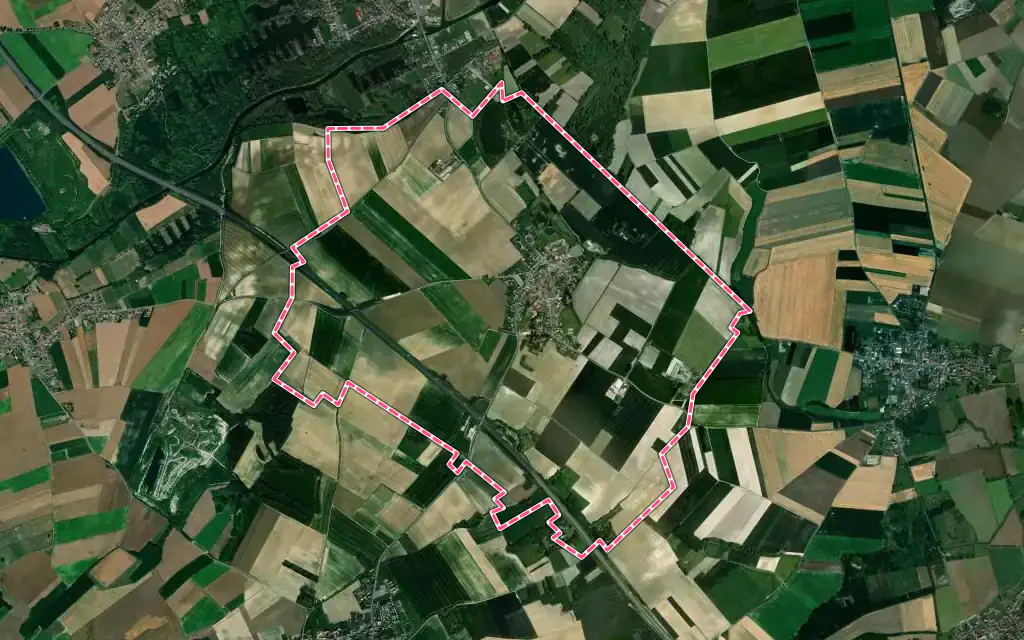 Vue satellite de Hamblain-les-Prés avec ses contours administratifs