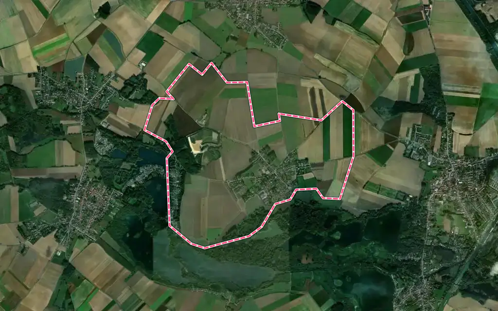 Vue satellite de Hamel avec ses contours administratifs