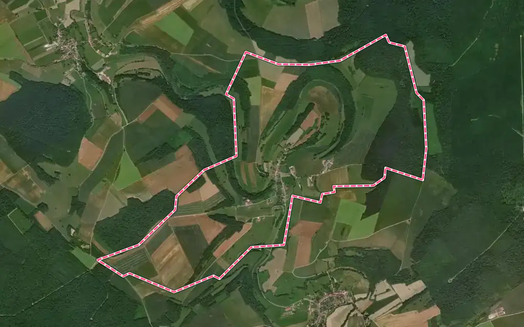 Vue satellite de Han-lès-Juvigny avec ses contours administratifs