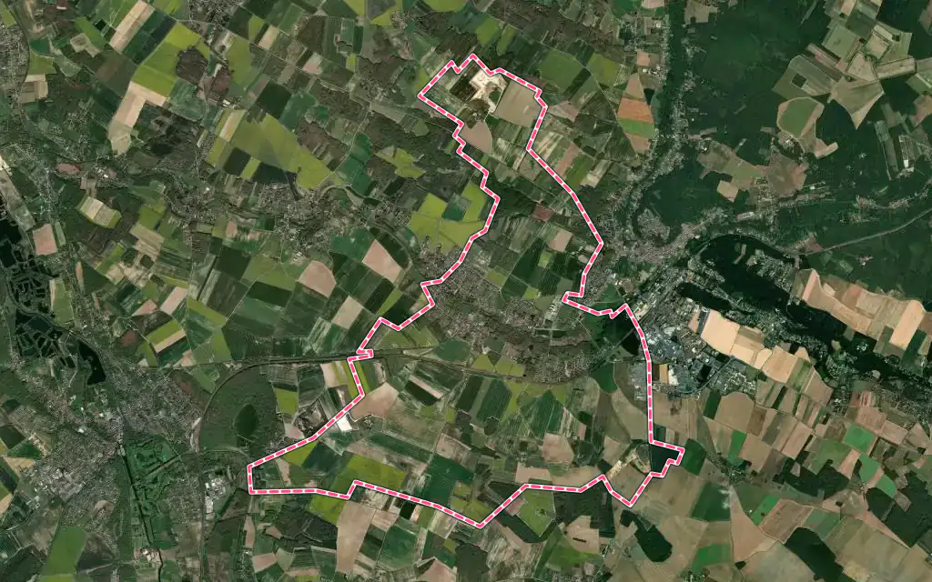 Vue satellite de Hanches avec ses contours administratifs