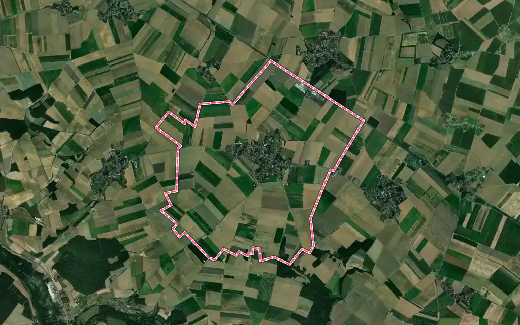 Vue satellite de Hangest-en-Santerre avec ses contours administratifs