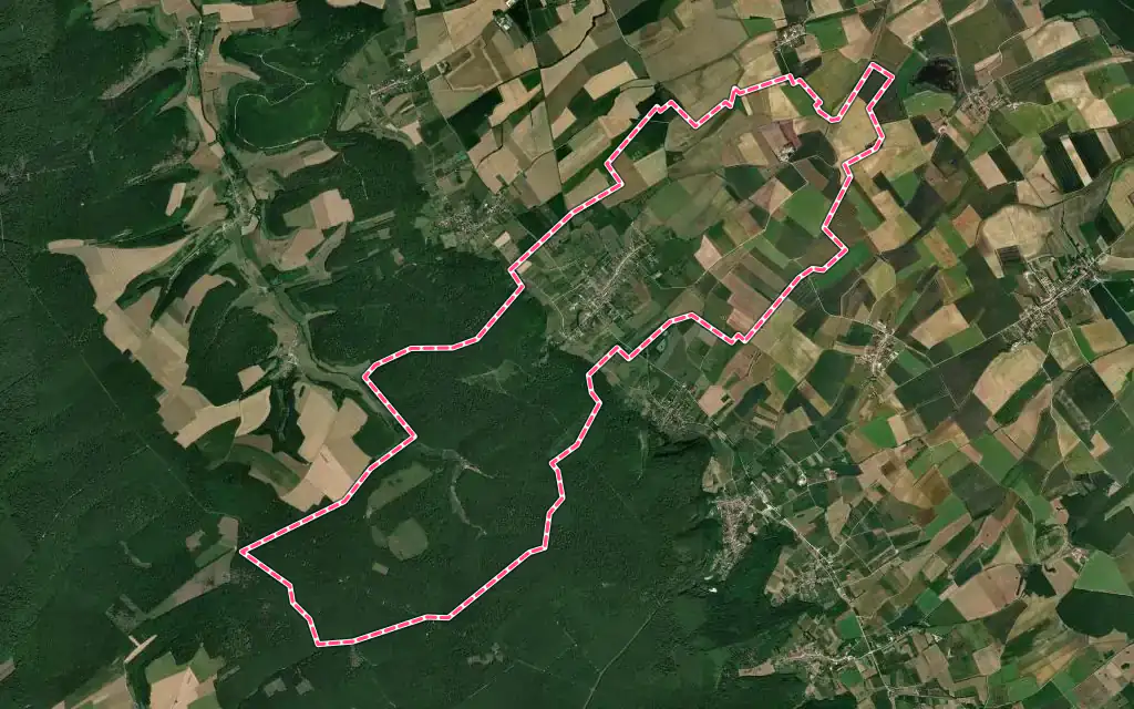 Vue satellite de Hannonville-sous-les-Côtes avec ses contours administratifs