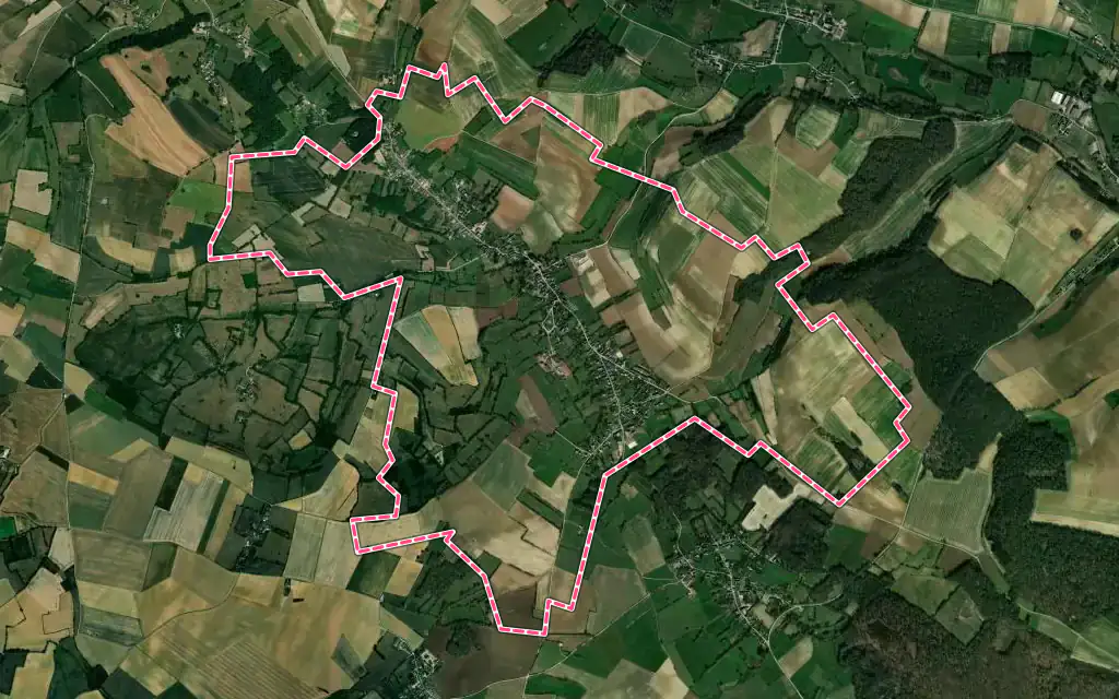 Vue satellite de Hanvoile avec ses contours administratifs