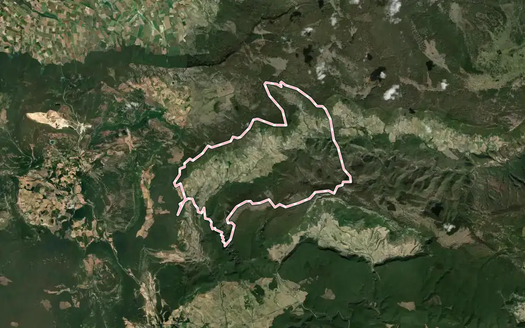 Vista satélite de Harana / Valle de Arana con su contorno administrativo