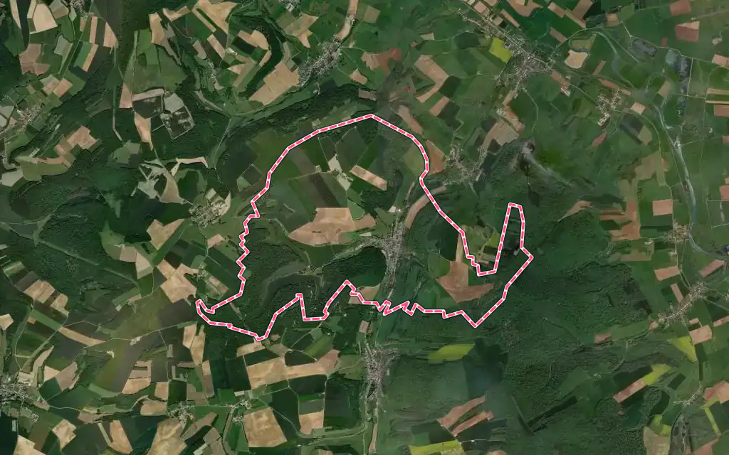 Vue satellite de Haraucourt avec ses contours administratifs