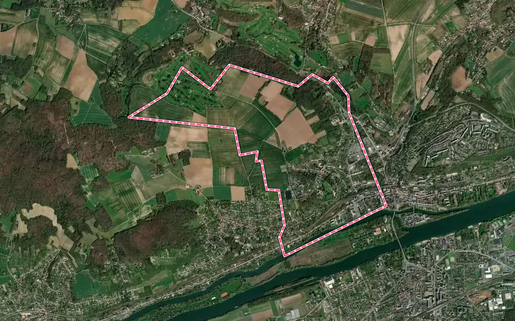 Vue satellite de Hardricourt avec ses contours administratifs