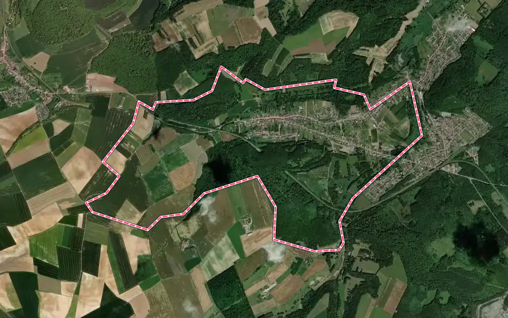 Vue satellite de Hargarten-aux-Mines avec ses contours administratifs
