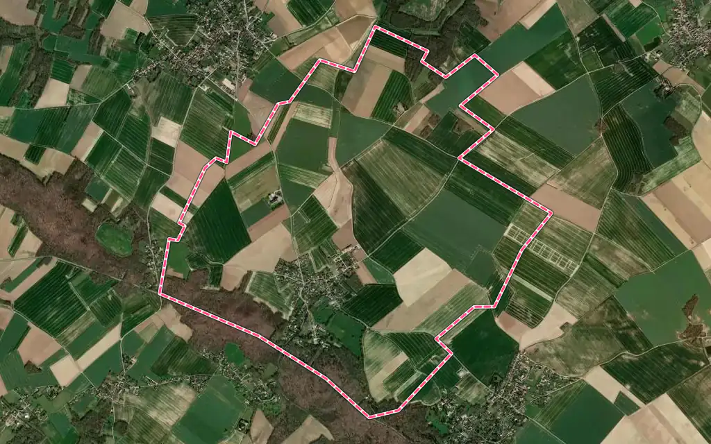 Vue satellite de Hargeville avec ses contours administratifs