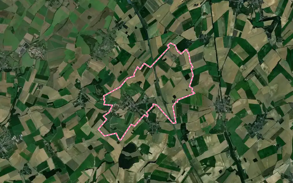 Vue satellite de Hargicourt avec ses contours administratifs