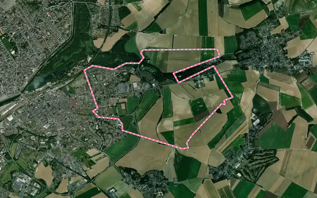 Vue satellite de Harly avec ses contours administratifs
