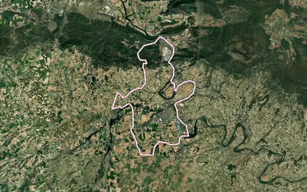 Vista satélite de Haro con su contorno administrativo