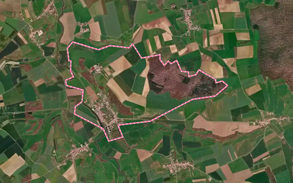 Vue satellite de Haroué avec ses contours administratifs